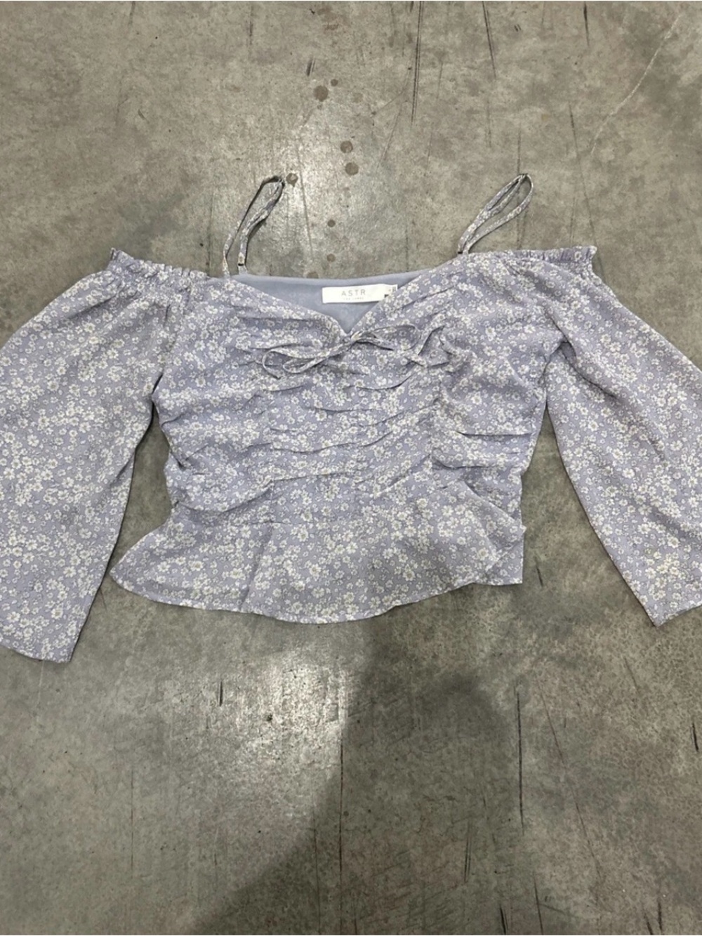 Astr Floral Off-Shoulder Tie-Front Blouse